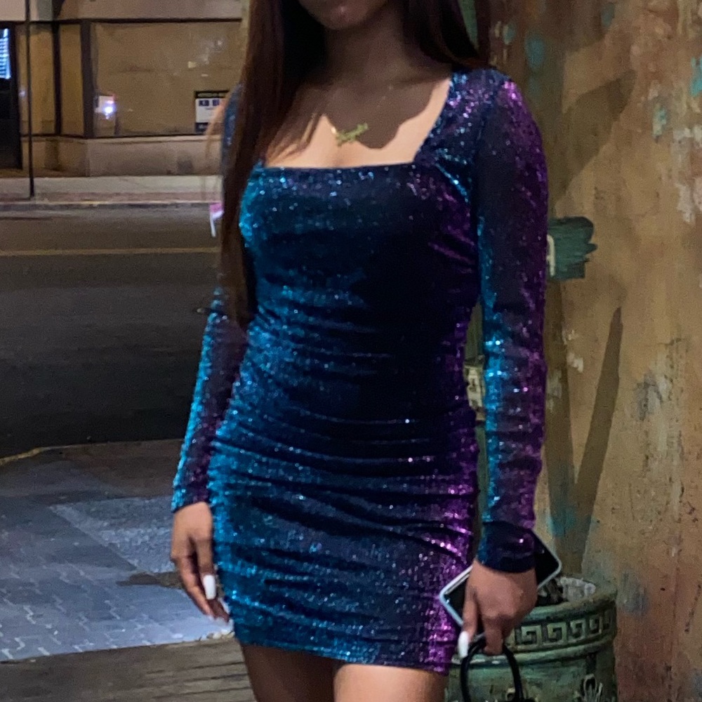 Showing More Metallic Mini Dress